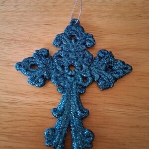 Sparkling Blue Cross Ornament